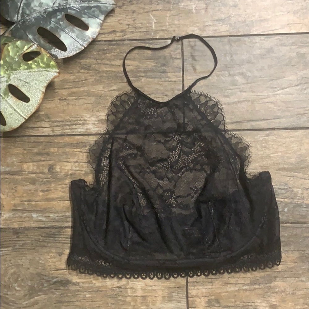 Victoria Secret Black Lace Halter Size 36DD Bra